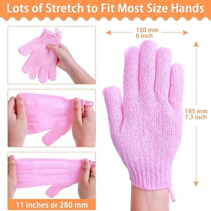 anezus Exfoliating Gloves, 6 Pairs Shower Scrub Gloves Bath Loofah Glove - Image 4