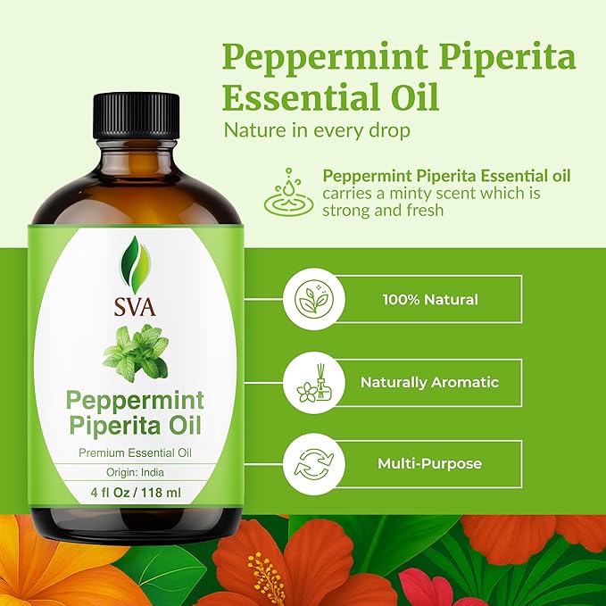 SVA Peppermint Piperita Essential Oil – 4 Fl Oz – 100% Natural Piperita Oil - Image 2