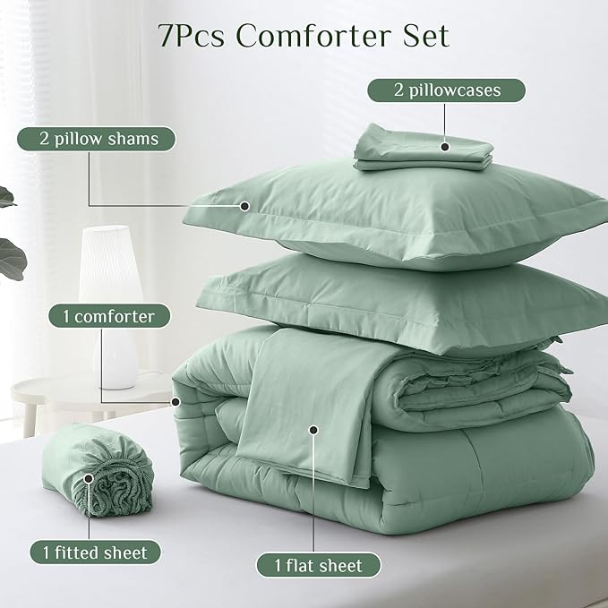 JOLLYVOGUE California King Comforter Set, Ultra-Soft Bed in a Bag Cal King Size - Image 5