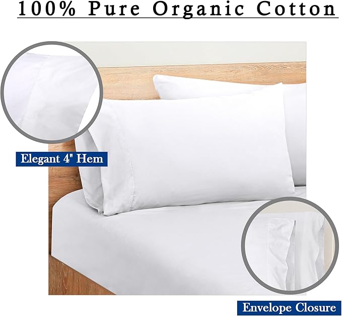 Royale Linens White Cotton Pillow Cases Standard Size Set of 12 - Image 4