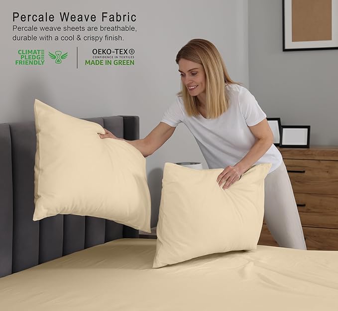 RUVANTI 100% Cotton Sheets – King Size Percale Bedding, Cooling & Breathable - Image 3