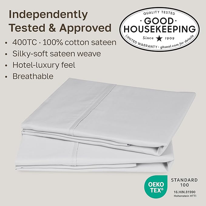 California Design Den Queen/Standard Pillow Cases Set of 2-400 Thread Count - Image 2