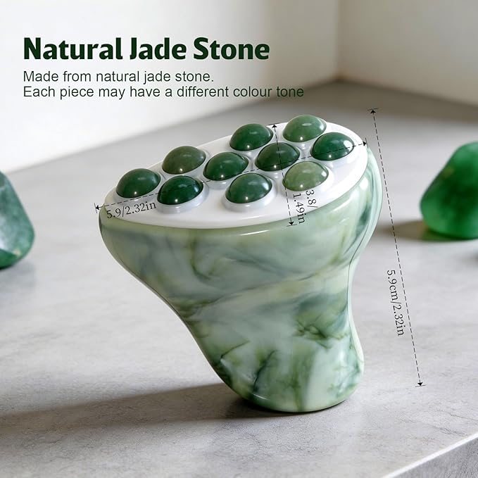 Jade Roller for Face, Gua Sha Facial Tool, Ice Eye Massager for Puffy Eyes & - Image 2