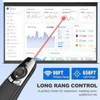 Presentation Clicker for PowerPoint with Red Laser Pointer and Timer, Wireless Clicker for Laptop Presentations Remote, Power Point Remote Clicker for Computer/Mac/PPT/Google Slide Advancer