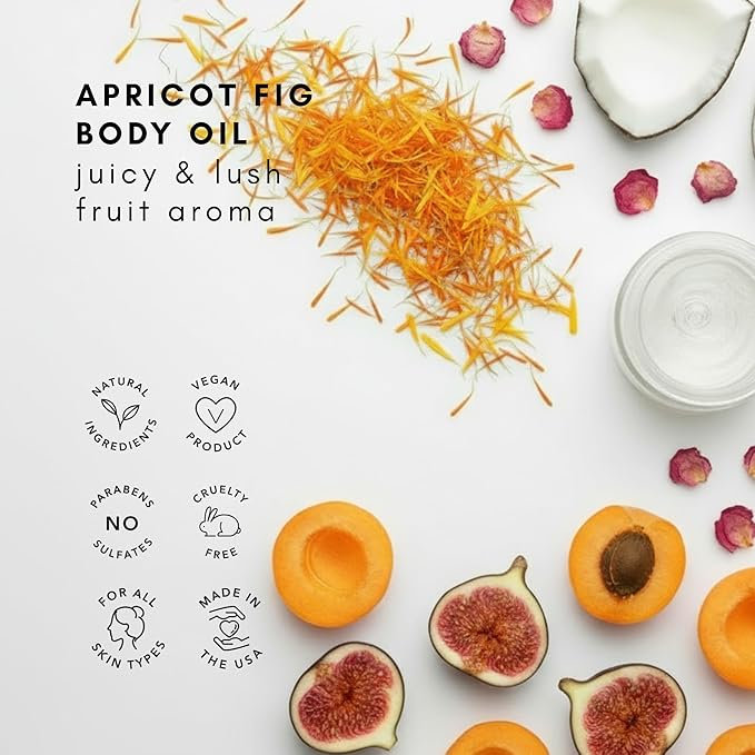 Olivia Care Body Oil Apricot Fig Vegan & Natural Moisturizing - Image 4