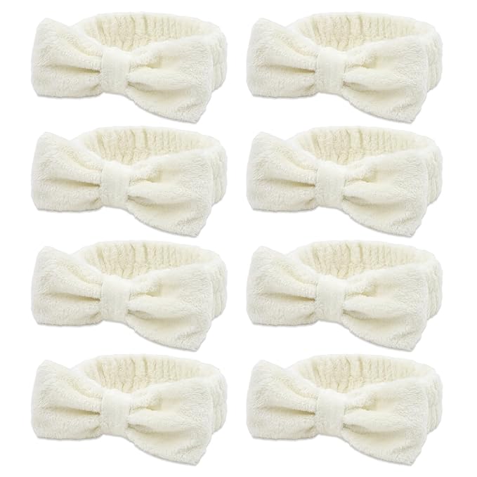 Semato 8 Pcs Creamy White Spa Headband Bachelorette Party Favor Set Skincare by Semato