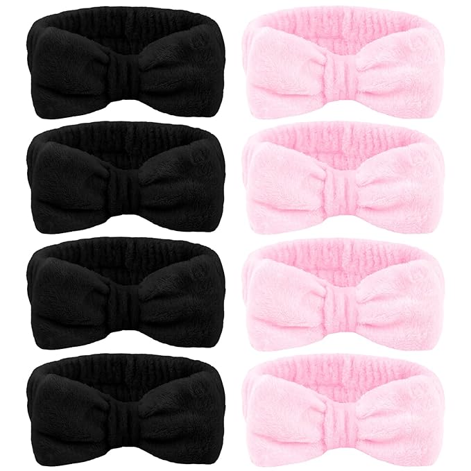Ondder 8 Pack Makeup Headband Black and Pink Spa Headband Skincare Headbands by Ondder