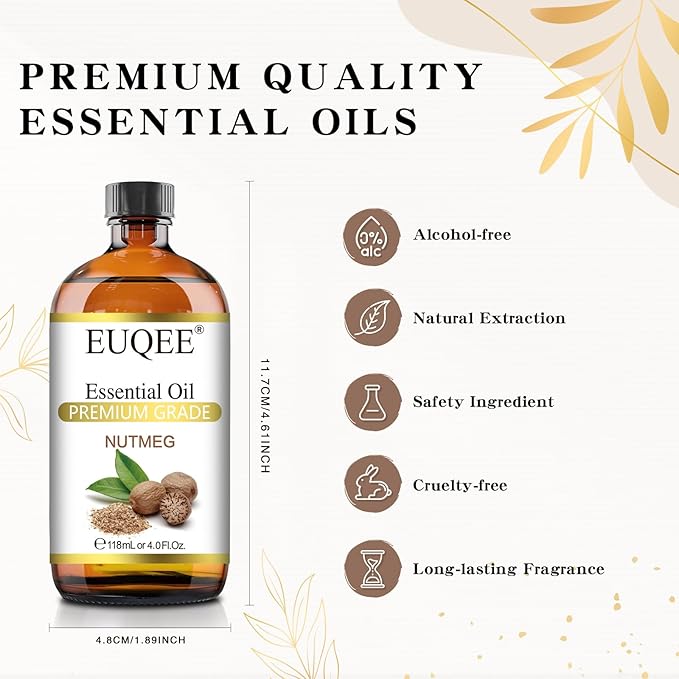 EUQEE Nutmeg Essential Oil 118ML Large Capacity Nutmeg Oil Premium Aromatherapy - Image 5