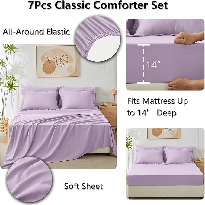 CozyLux King Size Comforter Set Light Purple - Image 5