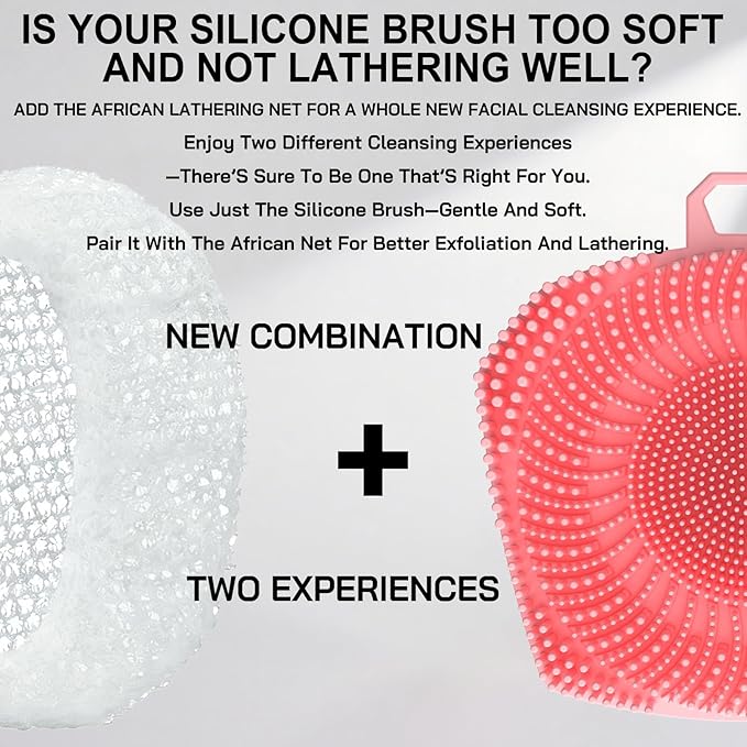 RamPula Face Scrubber & African Net, Silicone Exfoliating Brush - Image 2