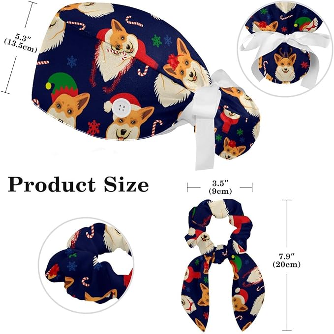 Adjustable Brown Dachshund Dog Blue Surgical Scrub Cap - Image 2