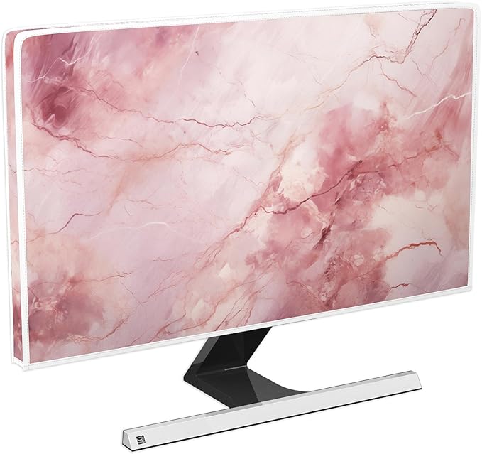 Baocicco Fashion Pink Marble Computer Monitor Dust Cover 26, 27, 28 Inch Full Body Cover for Computer Screen Panel Case Computer Sleeve Compatible with iMac 26, 26-28 PC, Desktop and TV