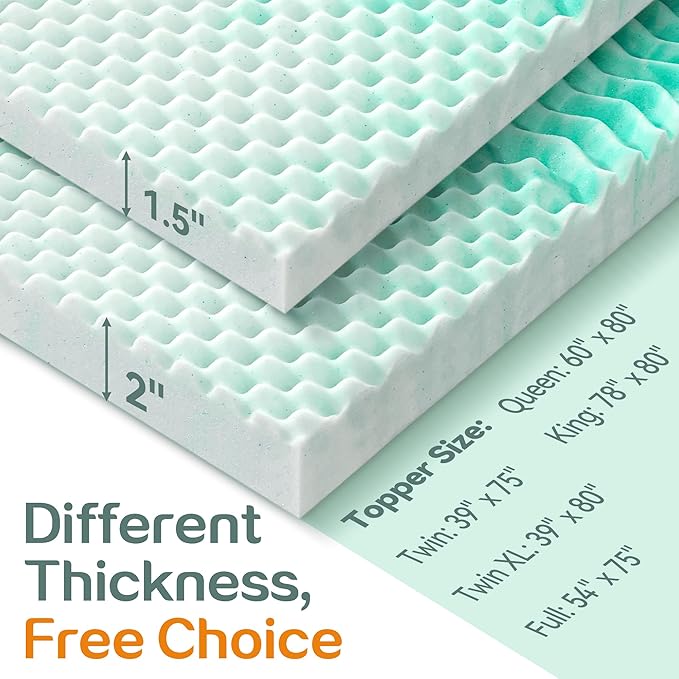 SINWEEK 2 Inch Memory Foam Mattress Topper Twin XL, Twin Extra Long Mattress - Image 8