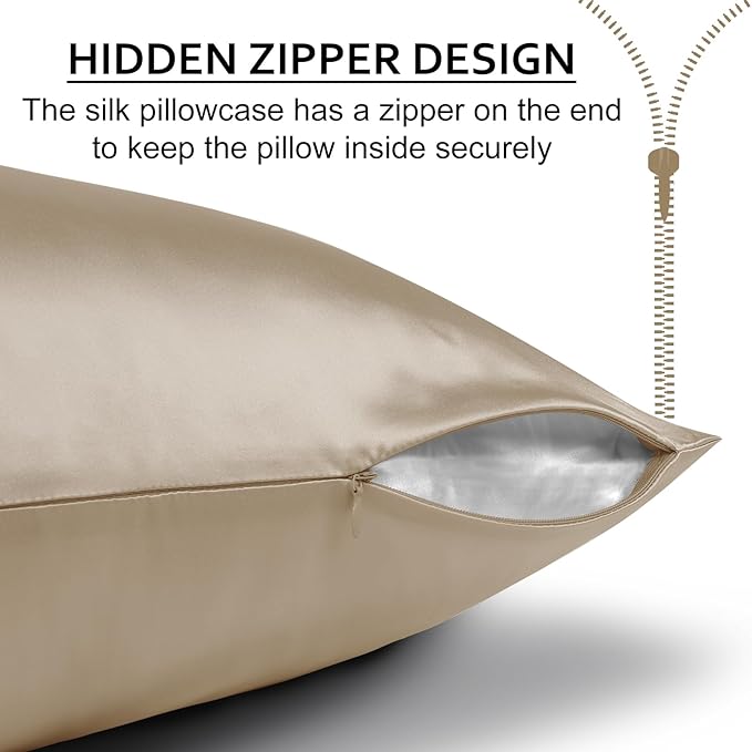Ravmix Silk Pillow Cases with Zipper, 21momme Mulberry Silk Pillowcase - Image 6