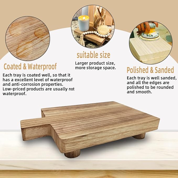Handmade Wooden Tray, Practical Bathroom and Kitchen Decoration - Image 2