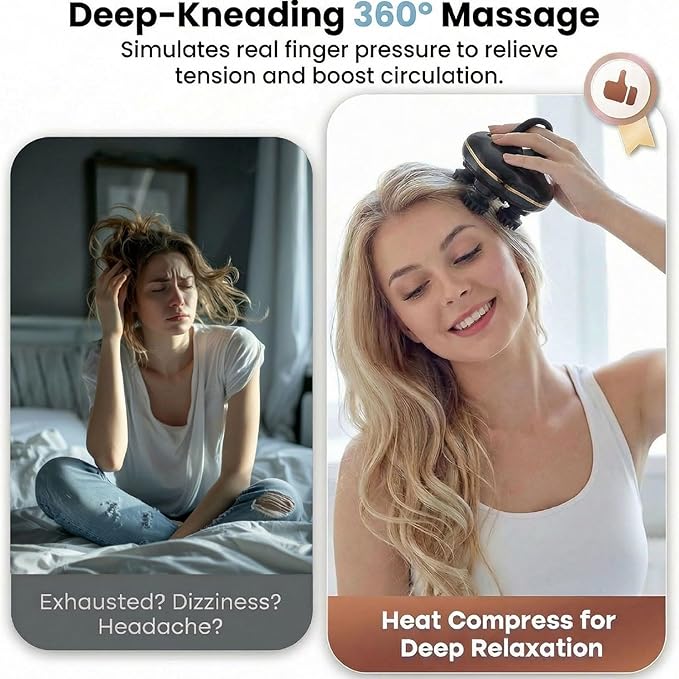 Electric Scalp Massager, Head Scratcher Mimics Four-Finger Kneading Massage - Image 2