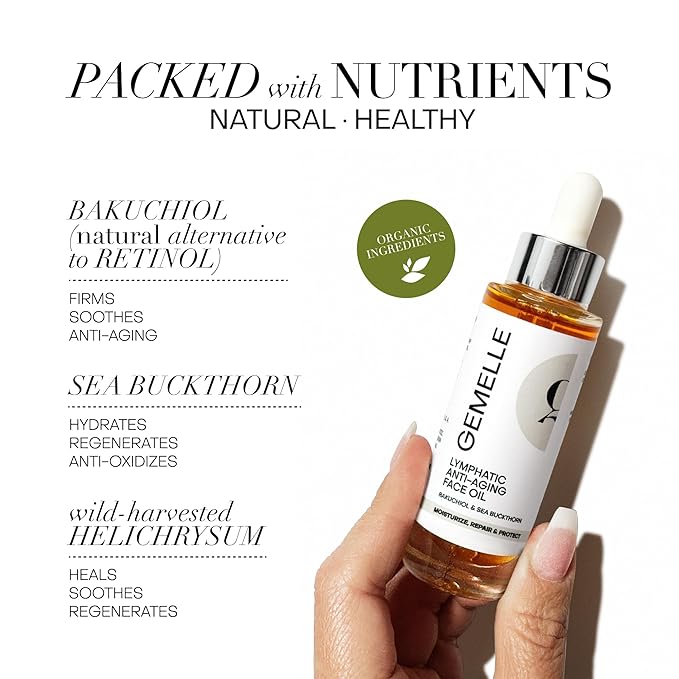 GEMELLE Lymphatic Anti-Aging Face Oil | 10x Award Winner | Vitamin C, A | - Image 4