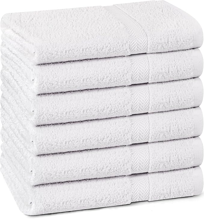 Towel and Linen Mart 100% Cotton White 6 Pack Medium Bath Towel Set, Quick Dry by T+%26+L+Towel+and+Linen+Mart