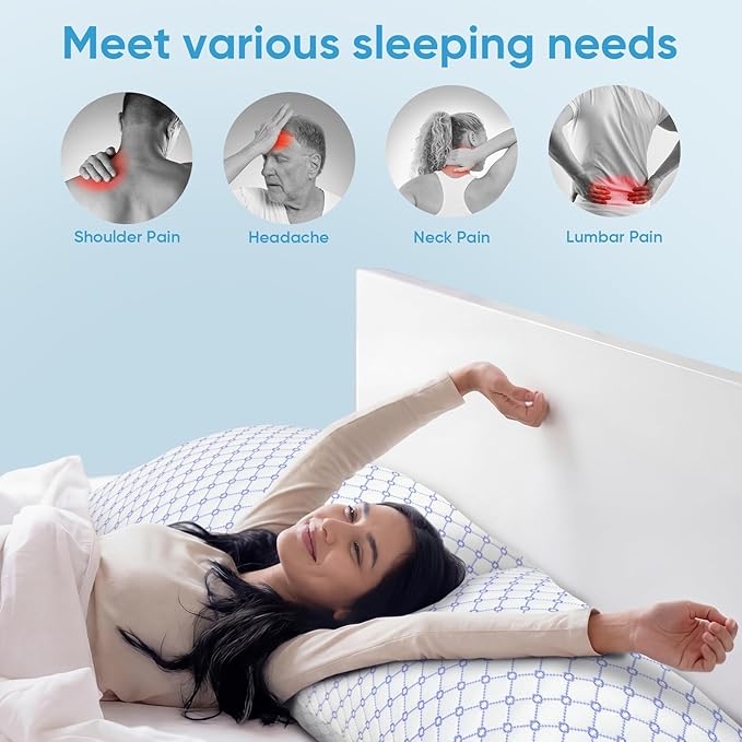 OAISZ Cooling Pillow Queen Size, Shredded Memory Foam Bed Pillows - Image 3