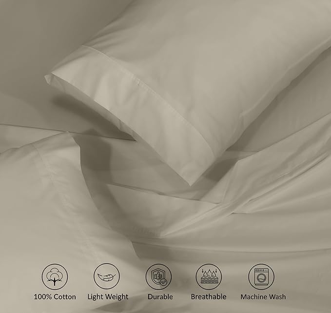 RUVANTI 100% Cotton Sheets – Twin Size Percale Bedding, Cooling & Breathable - Image 4