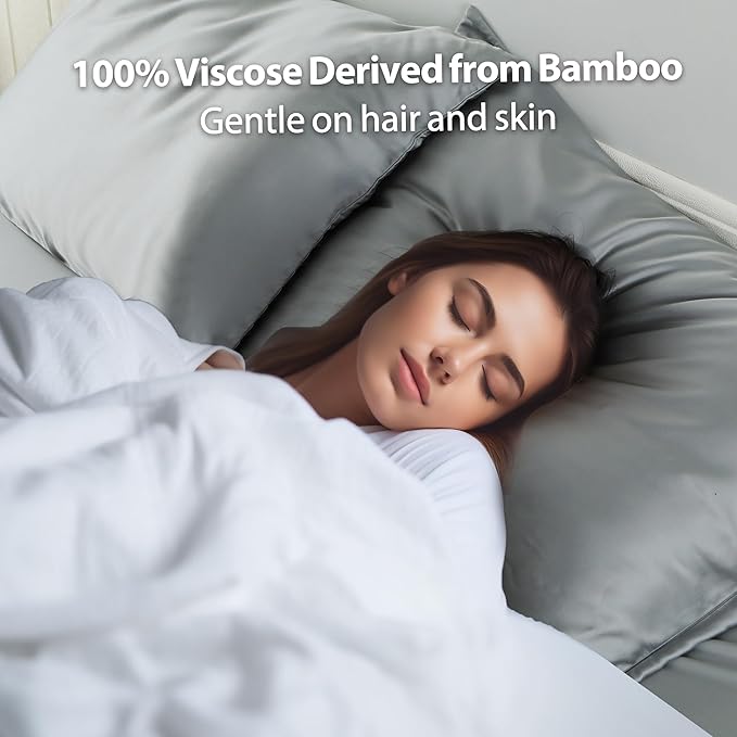 2 Pack Cooling Pillow Cases, Viscose Derived from Bamboo Pillow Protectors King - Image 6