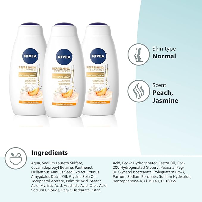 NIVEA Refreshing White Peach and Jasmine Body Wash - Image 13