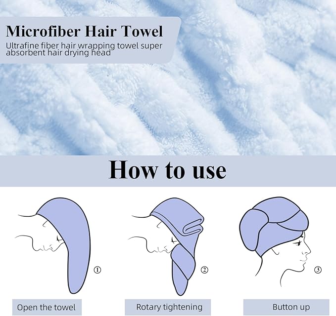Hair Drying Towels, 19.7x31.5 inch Hair Towels - Image 3