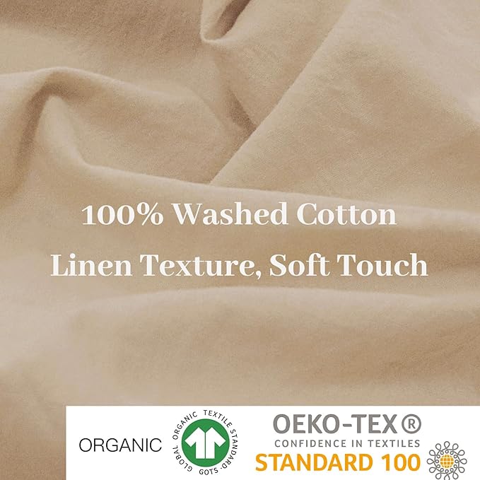 NEXHOME PRO Cotton Duvet Cover Oversized Queen 98"x98" Linen Look Textured - Image 7