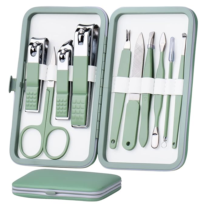 HANTEKAS Manicure Set 10 in 1 Stainless Steel, Nail Clippers Scissors Pedicure by HANTEKAS