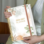 2026-2027 Planner - 18 Months Weekly & Monthly Planner from January 2026 - June 2027, Spiral Planners 2026-2027 with Elastic Closure, Inner Pocket, Medium 5.8" x 8.3", Rose Leaf
