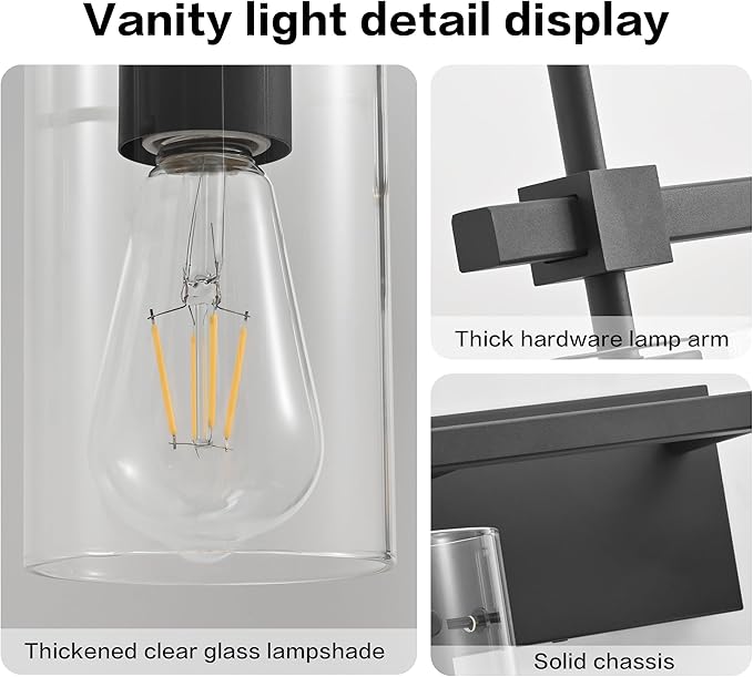 SOLFART Vintage 2 Lights Bathroom Light Fixtures Wall Sconces Black Vanity - Image 5