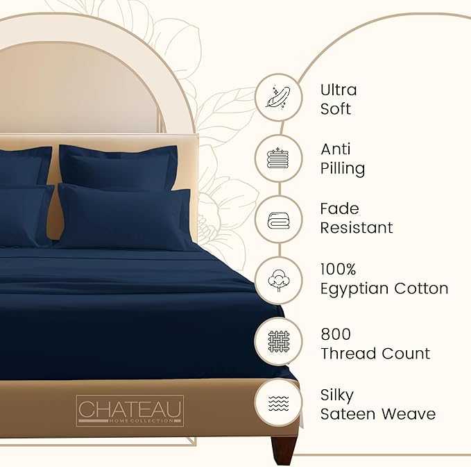 100% Egyptian Cotton Sheets Queen Size Set, 800TC Deep Pocket Queen Sheets Set - Image 3