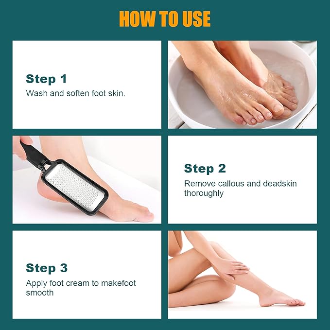 Foot Files Callus Remover 2 Pcs Stainless Steel Professional Pedicure Foot Rasp - Image 4