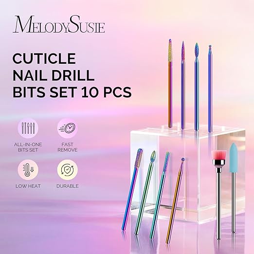 MelodySusie 10pcs Nail Drill Bits Set, 3/32 Inch Diamond Cuticle Bits - Image 2
