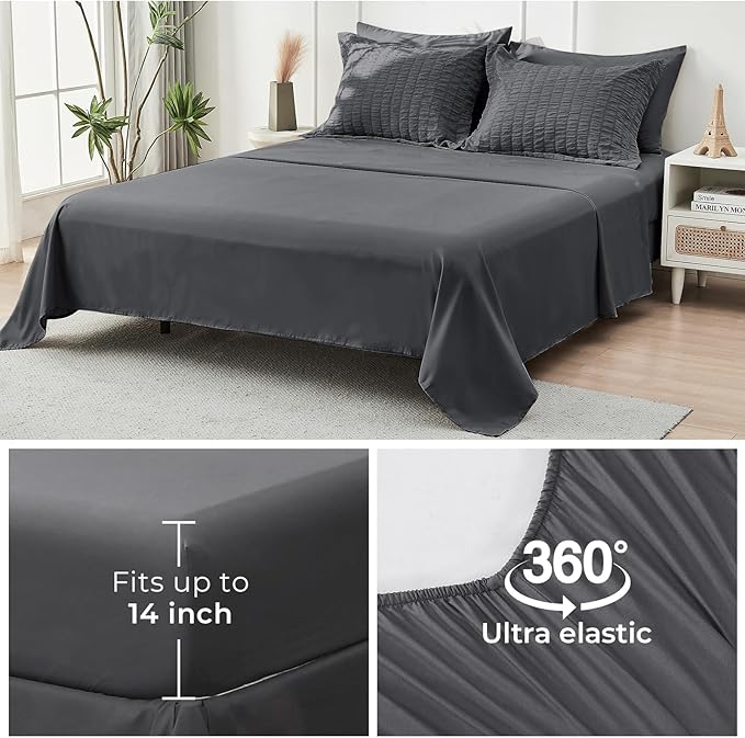 HYMOKEGE California King Comforter Set Seersucker 7 Pieces, All Season Luxury - Image 6