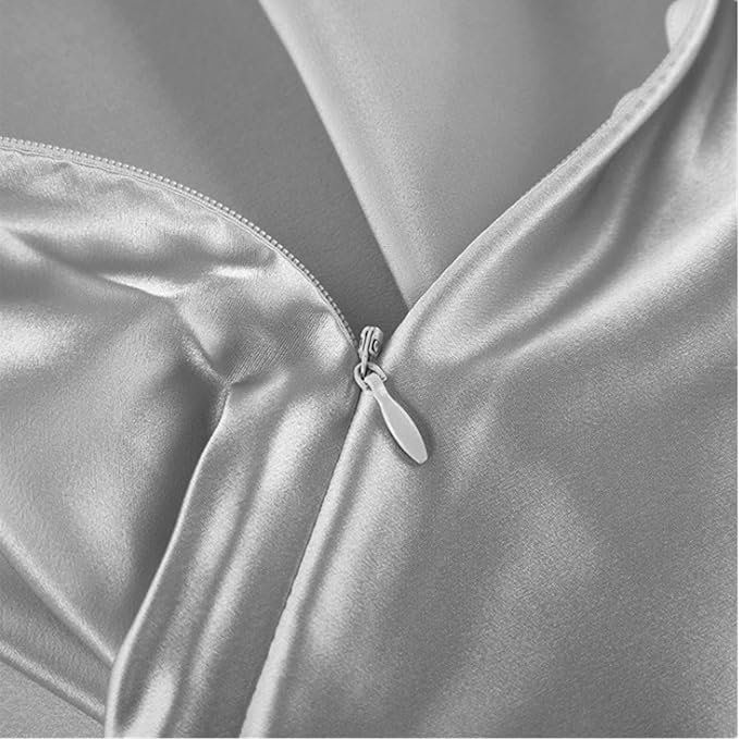 Grey Mulberry Silk Pillowcase for Acne Prone Skin Sleeping Women, Pure 22 Momme - Image 4