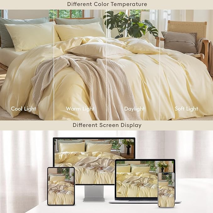 MooMee Bedding Duvet Cover Set 100% Washed Cotton Linen Like Textured - Image 7