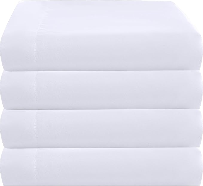 ZPECC Twin Flat Sheet Only 4 Pack, Durable White Top Bed Sheets Hypoallergenic by ZPECC-ABrandThatHasBeenFocusedOnBabyProductsFor18Years