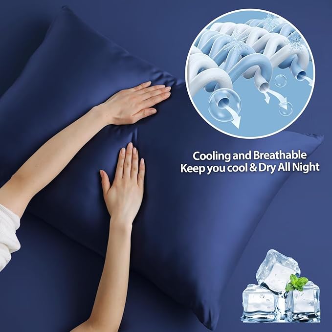4 Pack Cooling Pillow Cases, Viscose Derived from Bamboo Pillow Protectors - Image 4