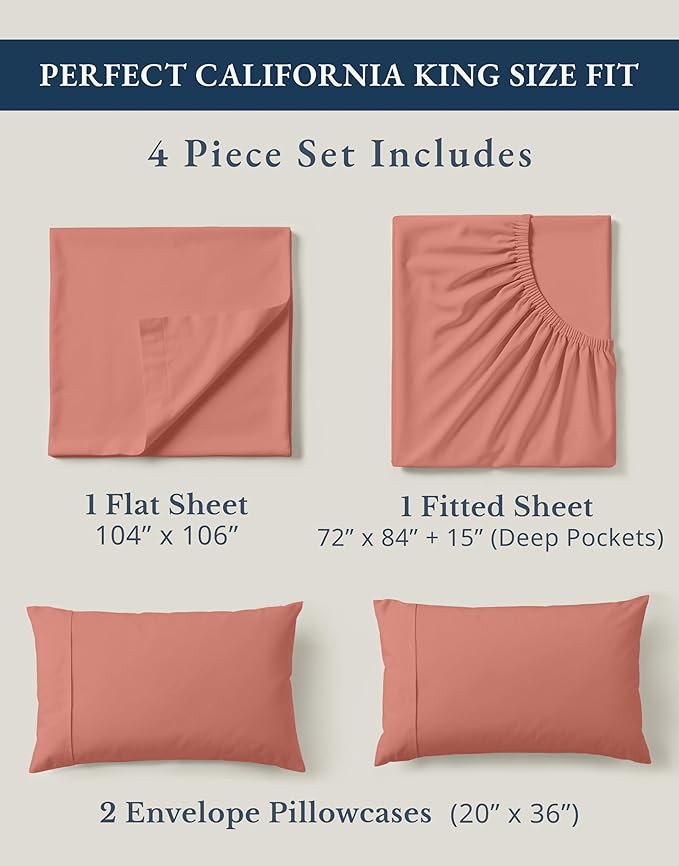 LANE LINEN 100% Organic Cotton California King Sheets Set, 4-Piece Pure Organic - Image 4