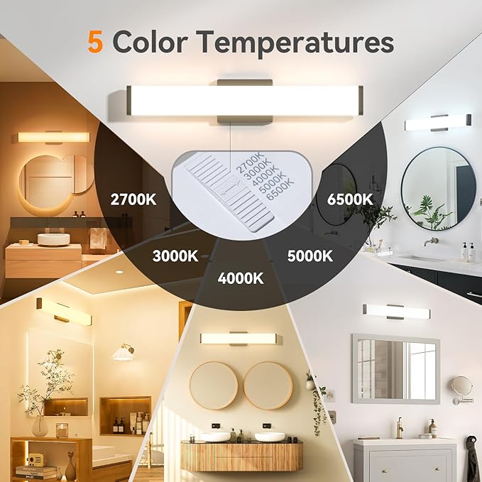 Amico Bathroom Vanity Light Over Mirror 24 inch, Dimmable 5CCT Led Vanity Lights - Image 2