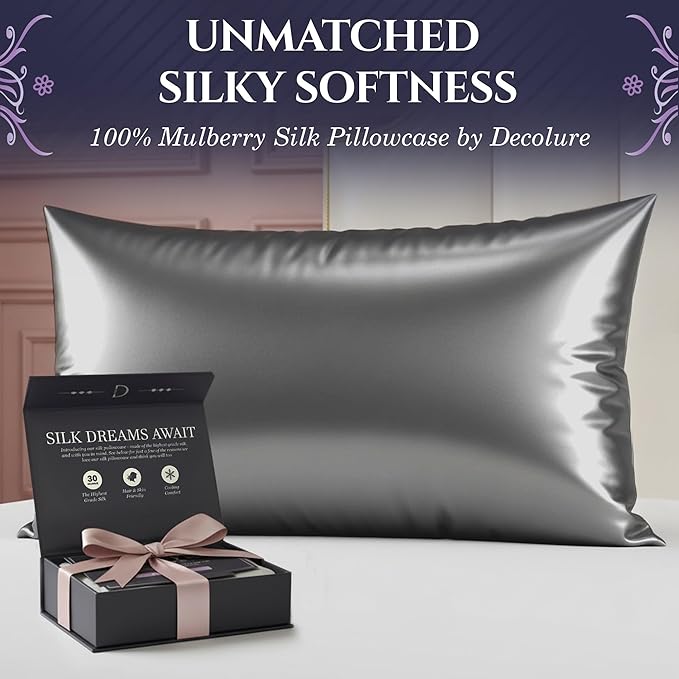 DECOLURE 100% Pure Mulberry Silk Pillow Case King Size – Highest Grade 30 Momme - Image 2