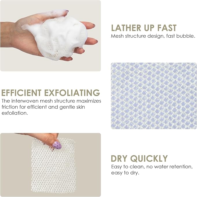 INNERNEED Exfoliating Net Cover Sponge Bath Scrubbing Loofah Rough Washcloth - Image 7