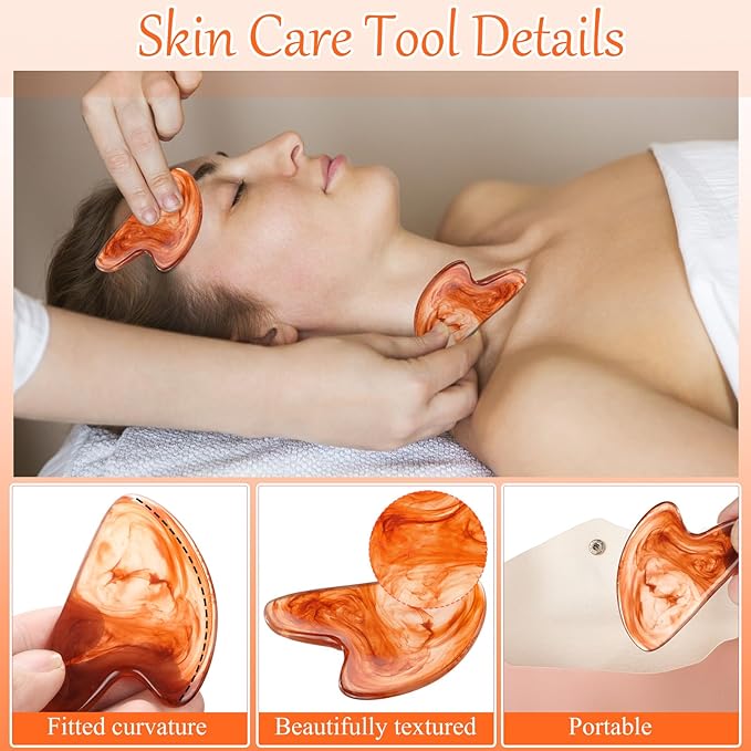 Sherr 12 Pcs Gua Sha Facial Tools Resin Heart Shaped Massage Guasha Tool - Image 3