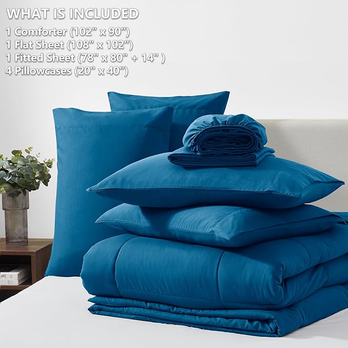 CozyLux King Size Comforter Set Teal, 7 Pieces Bed in a Bag, Teal Comforter - Image 6