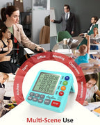 Digital Kitchen Timer for Cooking - 4 Channel Count Up Countdown Timer with Loud Alarm and Silent Mode, Large Display, Magnetic Back, Auto Memory for Classroom Study Gym, Battery Included (Mint Green)