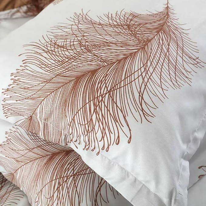 OAITE Duvet Cover King Size, Reversible Leaf Brown Duvet Cover Set - Image 4