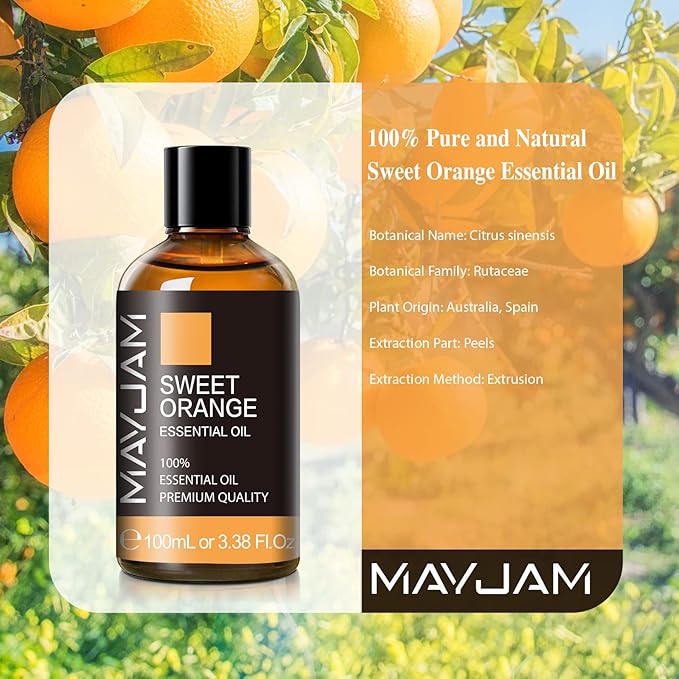 Sweet Orange Essential Oil, MAYJAM 100ml Premium Quality Sweet Orange Oil - Image 2