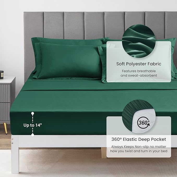 Love's cabin King Size Comforter Set Dark Green, 7 Pieces King Bed in a Bag - Image 6