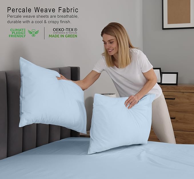 RUVANTI 100% Cotton Sheets – Twin Size Percale Bedding, Cooling & Breathable - Image 3